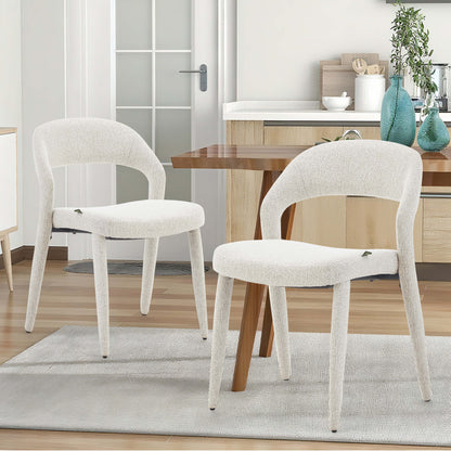 Akira | Modern Stone Beige Fabric Dining Chairs | Set Of 2 | Stone