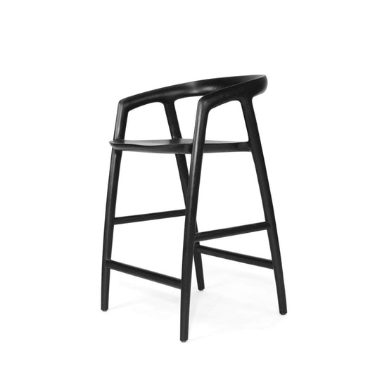 Aldgate | Scandinavian Coastal 66cm Wooden Bar Stools With Arms | Black