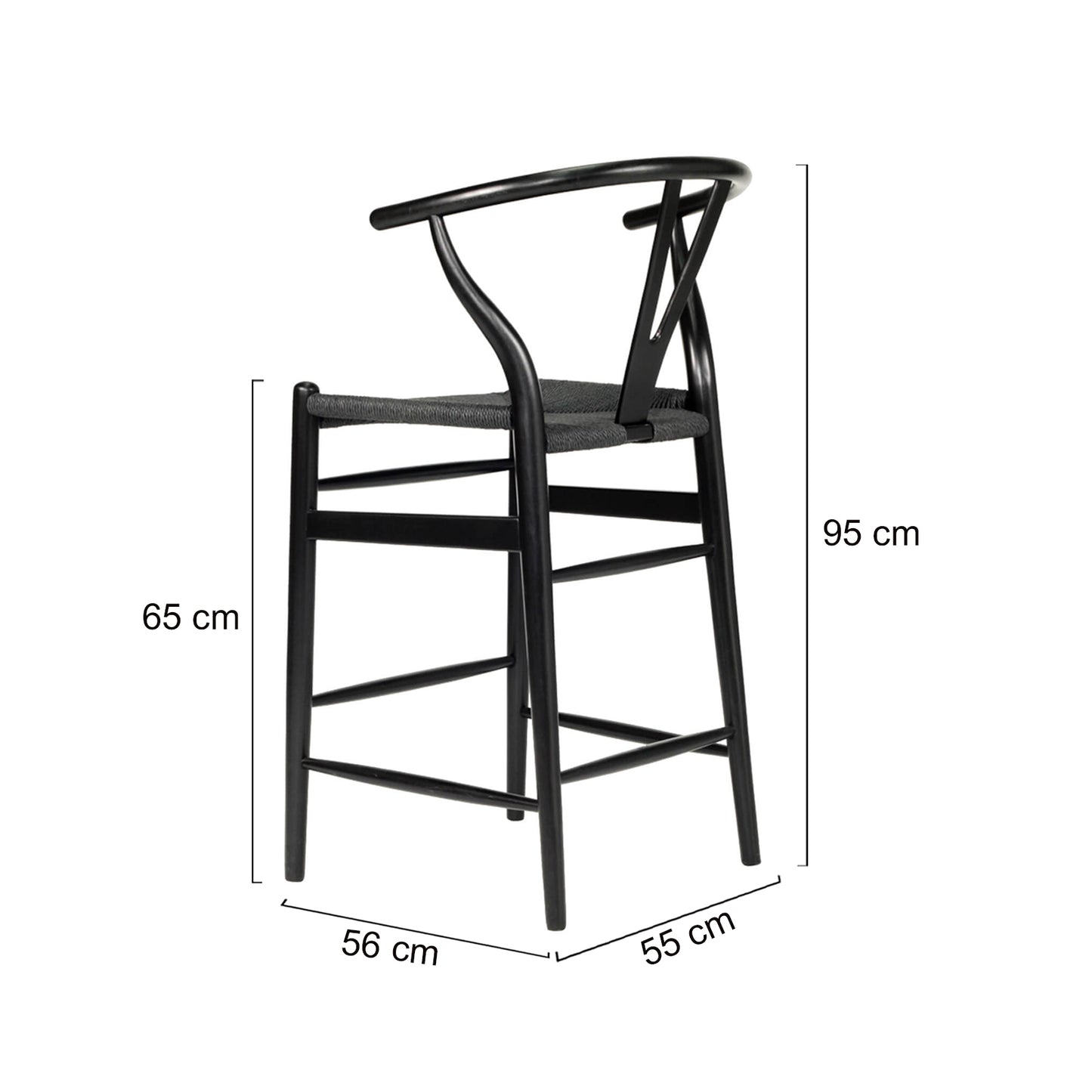 Aldgate Scandinavian Coastal Wooden Bar Stools | Black on Black