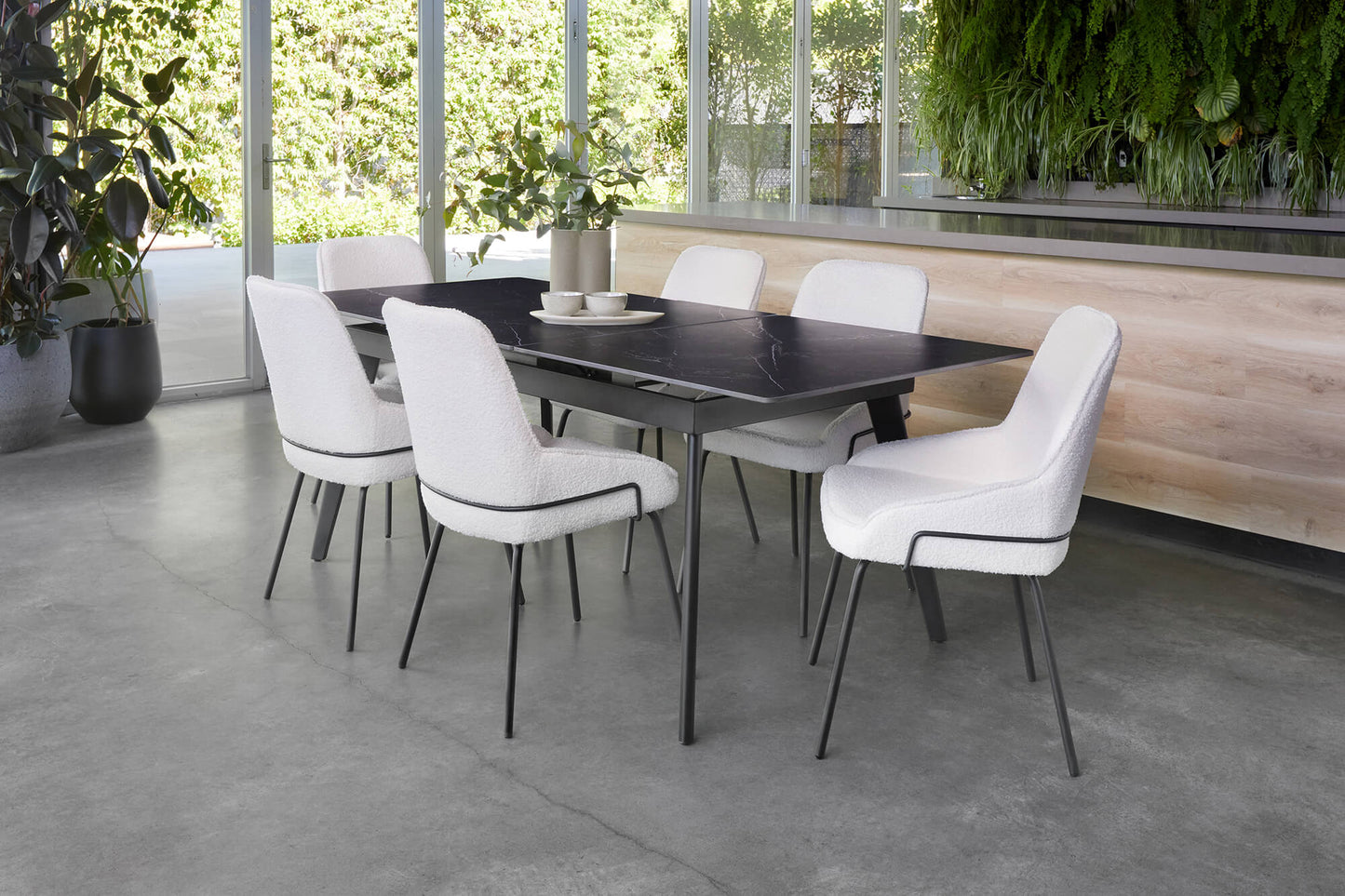 Alexander | Matte Black Ceramic 2m Rectangular Extension Dining Table | Black