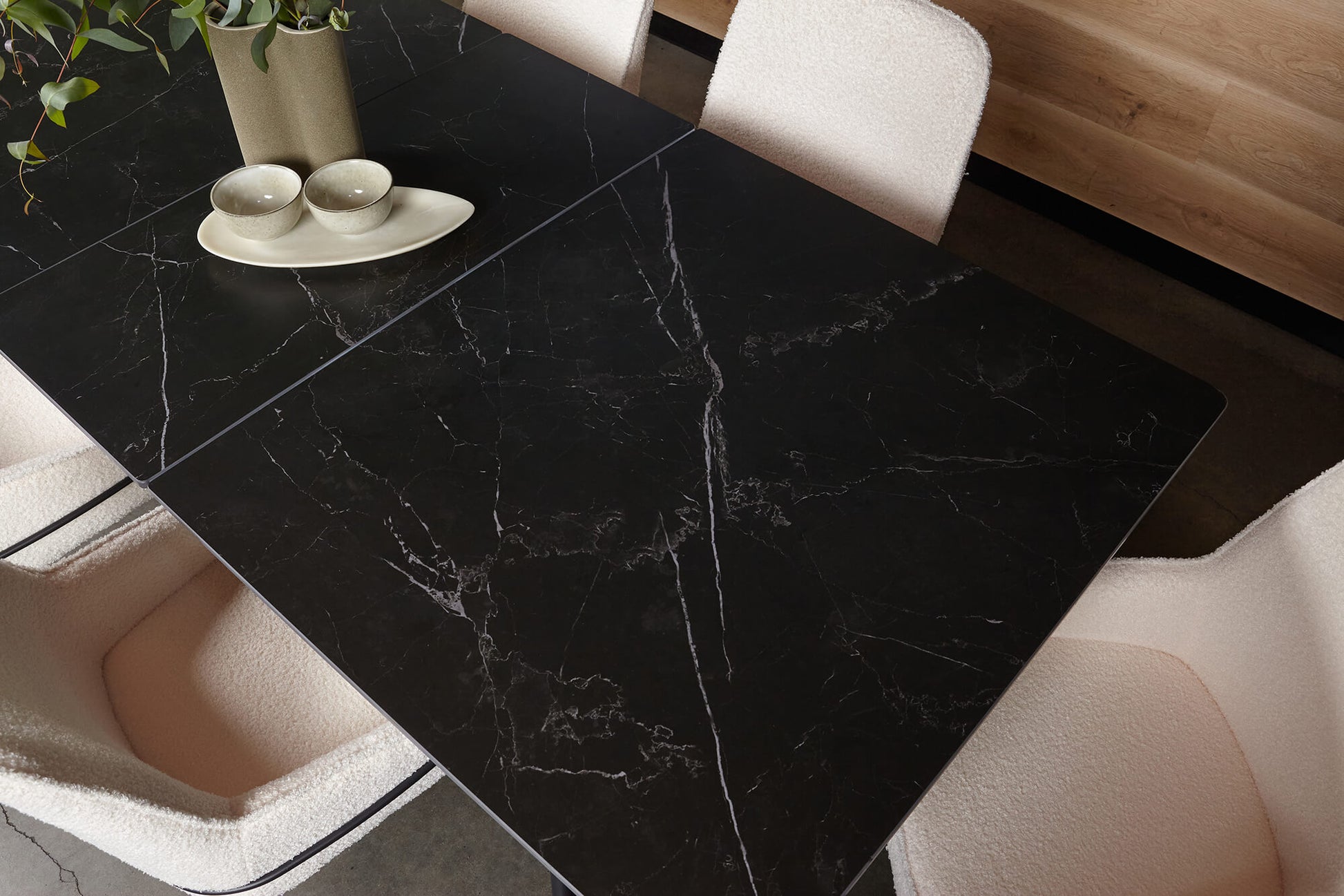 Alexander | Matte Black Ceramic 2m Rectangular Extension Dining Table | Black