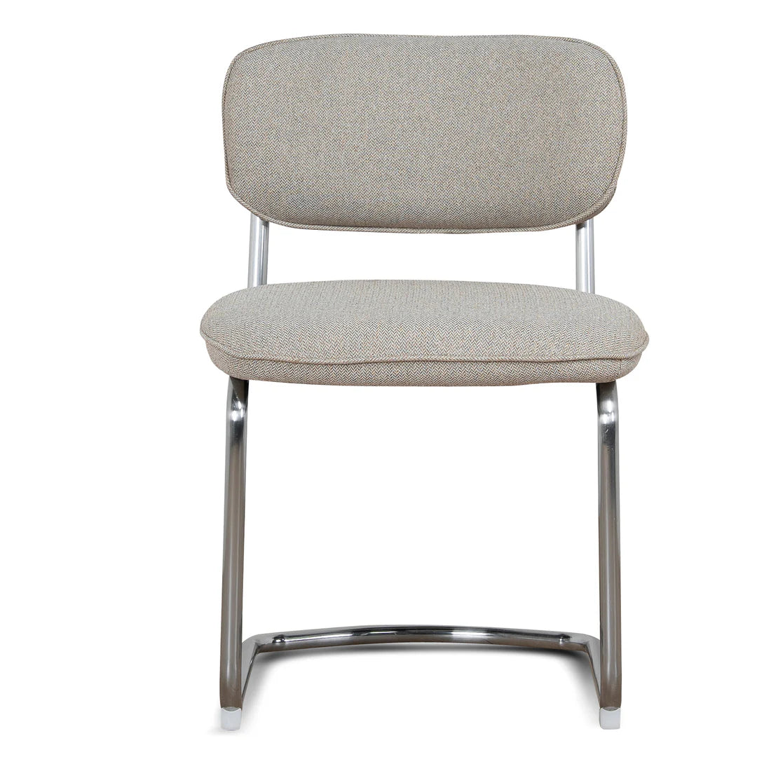 Alexander | Modern Metal Beige Coconut Stripe Dining Chairs | Set Of 2 | Beige
