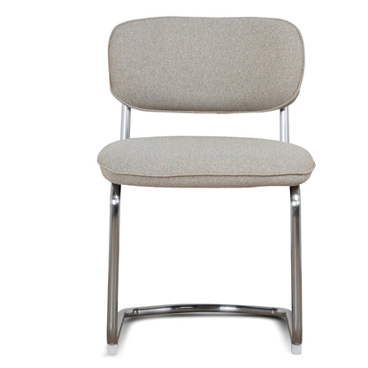 Alexander | Modern Metal Beige Coconut Stripe Dining Chairs | Set Of 2 | Beige
