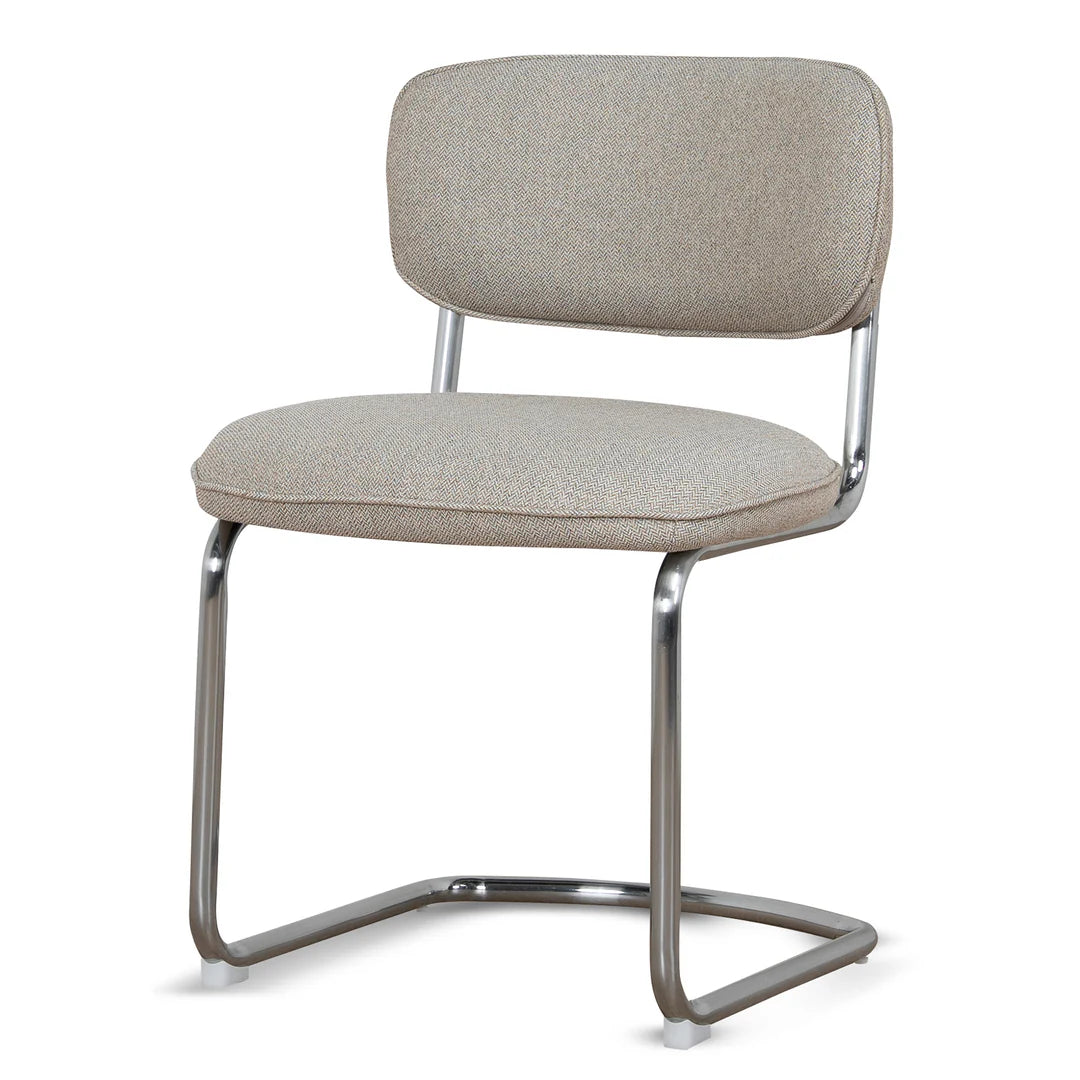 Alexander | Modern Metal Beige Coconut Stripe Dining Chairs | Set Of 2 | Beige