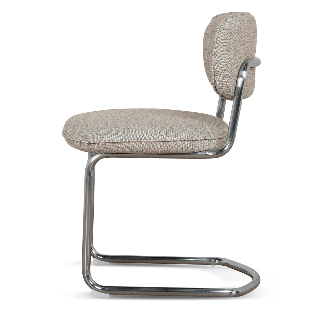 Alexander | Modern Metal Beige Coconut Stripe Dining Chairs | Set Of 2 | Beige