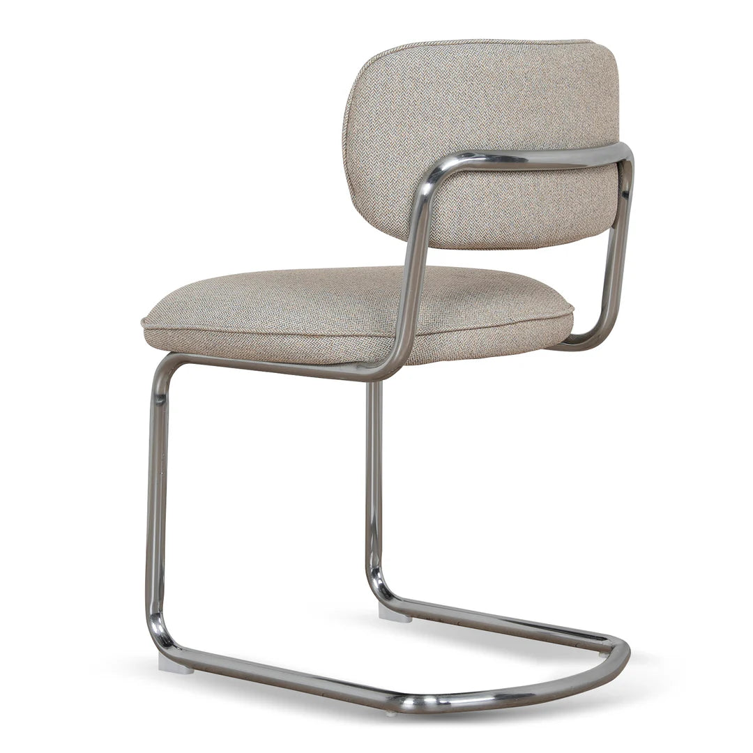 Alexander | Modern Metal Beige Coconut Stripe Dining Chairs | Set Of 2 | Beige
