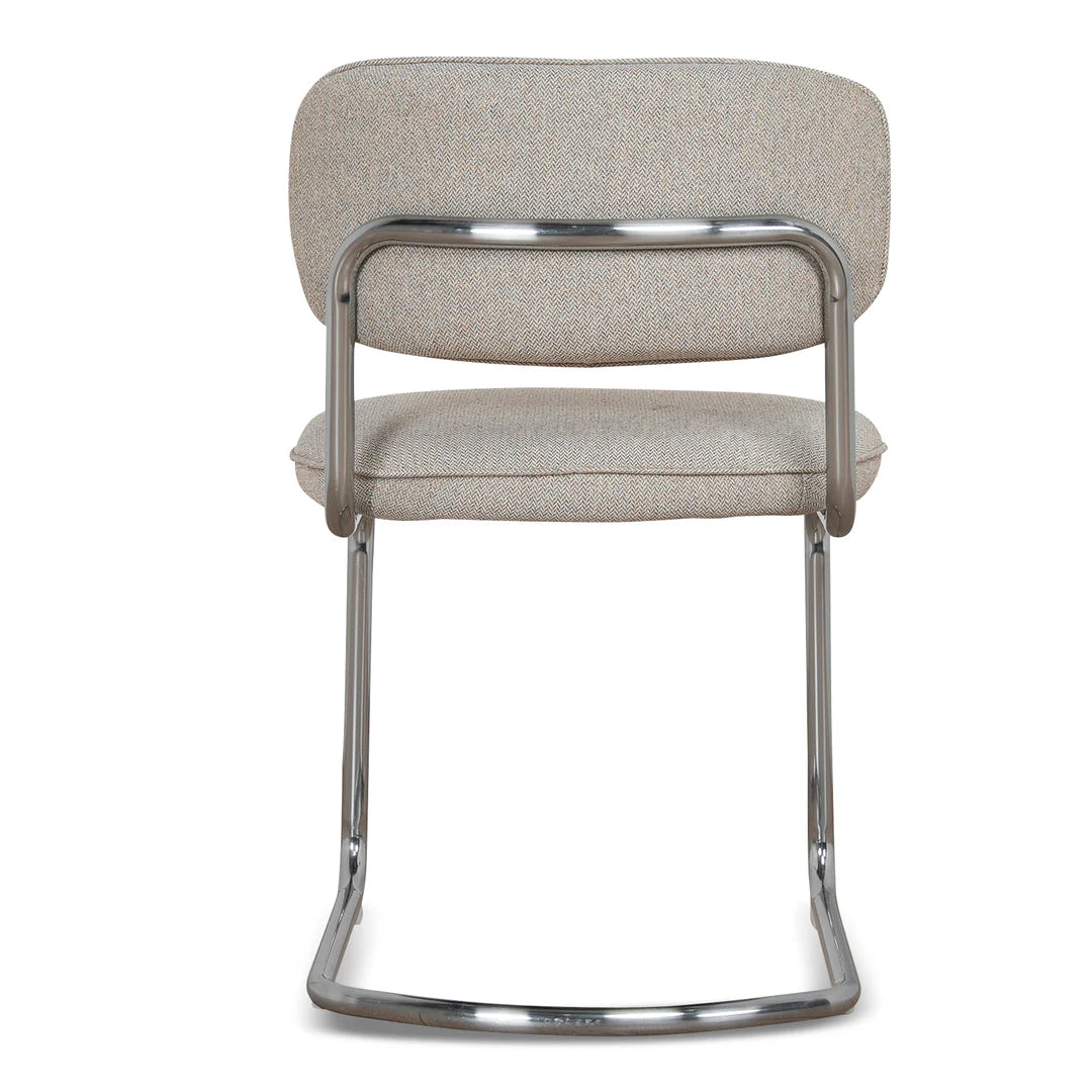 Alexander | Modern Metal Beige Coconut Stripe Dining Chairs | Set Of 2 | Beige