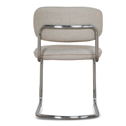 Alexander | Modern Metal Beige Coconut Stripe Dining Chairs | Set Of 2 | Beige
