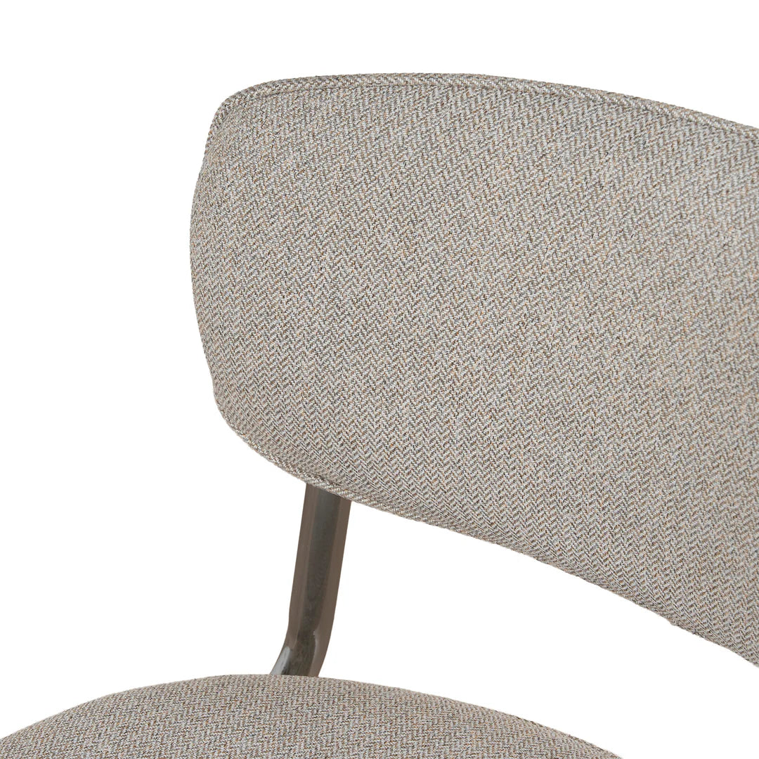 Alexander | Modern Metal Beige Coconut Stripe Dining Chairs | Set Of 2 | Beige