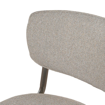 Alexander | Modern Metal Beige Coconut Stripe Dining Chairs | Set Of 2 | Beige