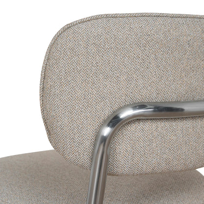 Alexander | Modern Metal Beige Coconut Stripe Dining Chairs | Set Of 2 | Beige