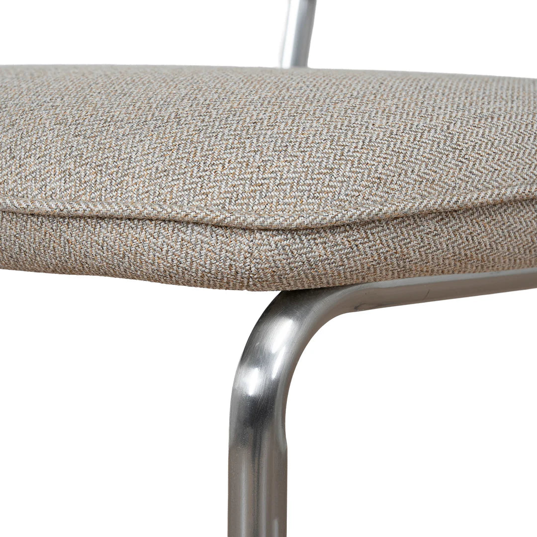 Alexander | Modern Metal Beige Coconut Stripe Dining Chairs | Set Of 2 | Beige