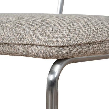 Alexander | Modern Metal Beige Coconut Stripe Dining Chairs | Set Of 2 | Beige