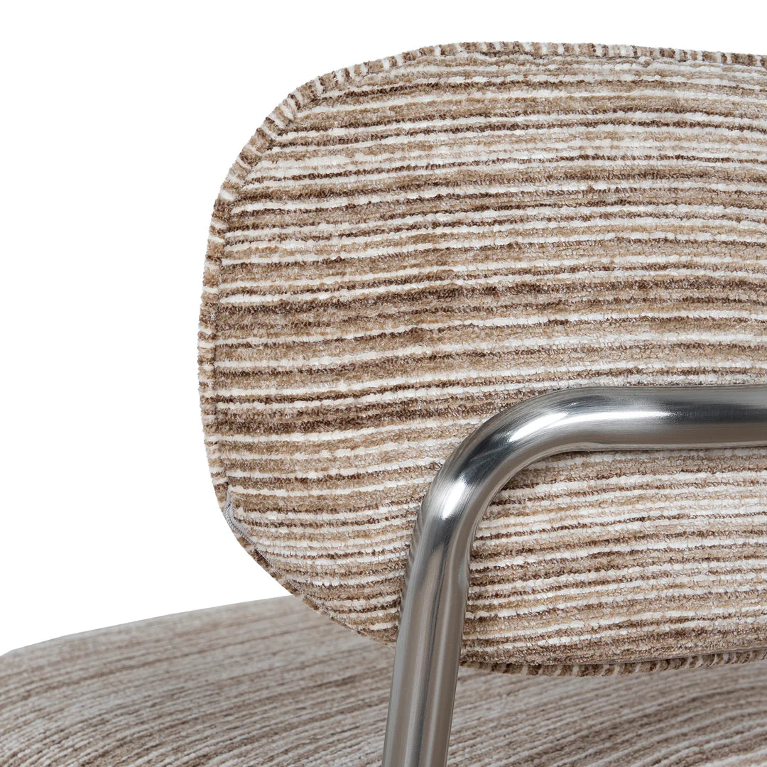Alexander | Modern Metal Beige Coconut Stripe Dining Chairs | Set Of 2 | Coconut
