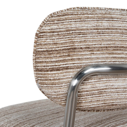 Alexander | Modern Metal Beige Coconut Stripe Dining Chairs | Set Of 2 | Coconut