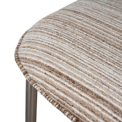 Alexander | Modern Metal Beige Coconut Stripe Dining Chairs | Set Of 2 | Coconut