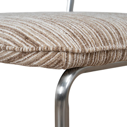 Alexander | Modern Metal Beige Coconut Stripe Dining Chairs | Set Of 2 | Coconut