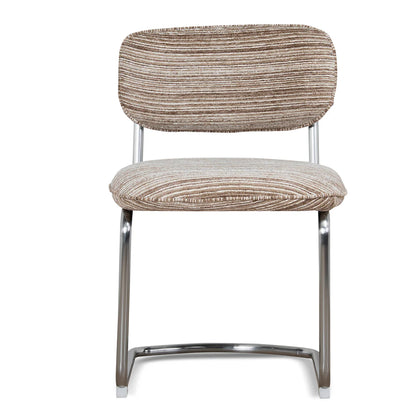 Alexander | Modern Metal Beige Coconut Stripe Dining Chairs | Set Of 2 | Coconut