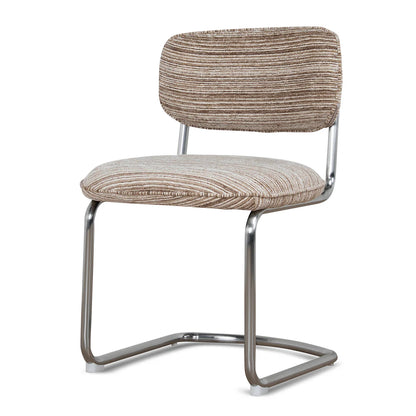 Alexander | Modern Metal Beige Coconut Stripe Dining Chairs | Set Of 2 | Coconut