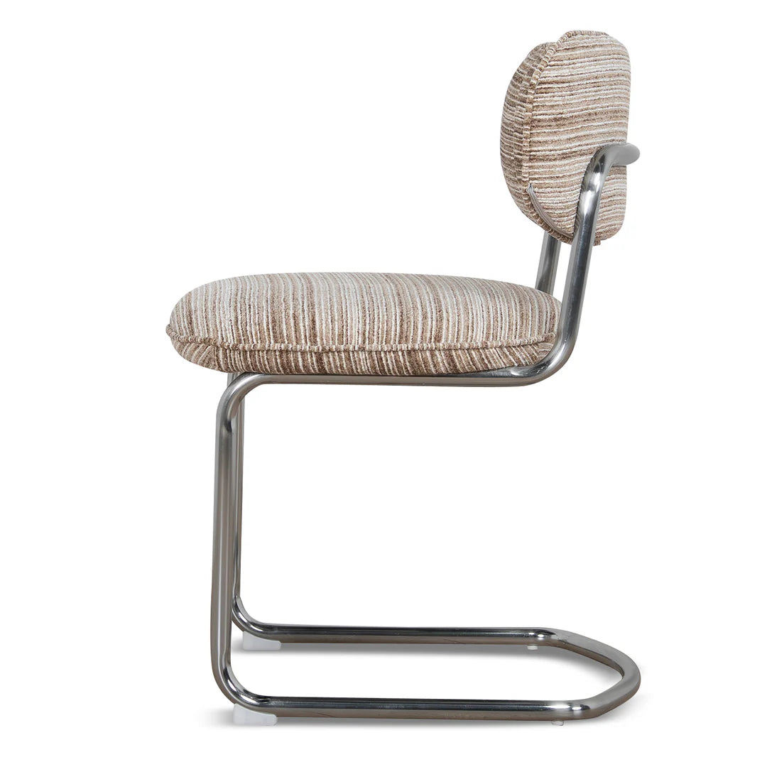 Alexander | Modern Metal Beige Coconut Stripe Dining Chairs | Set Of 2 | Coconut