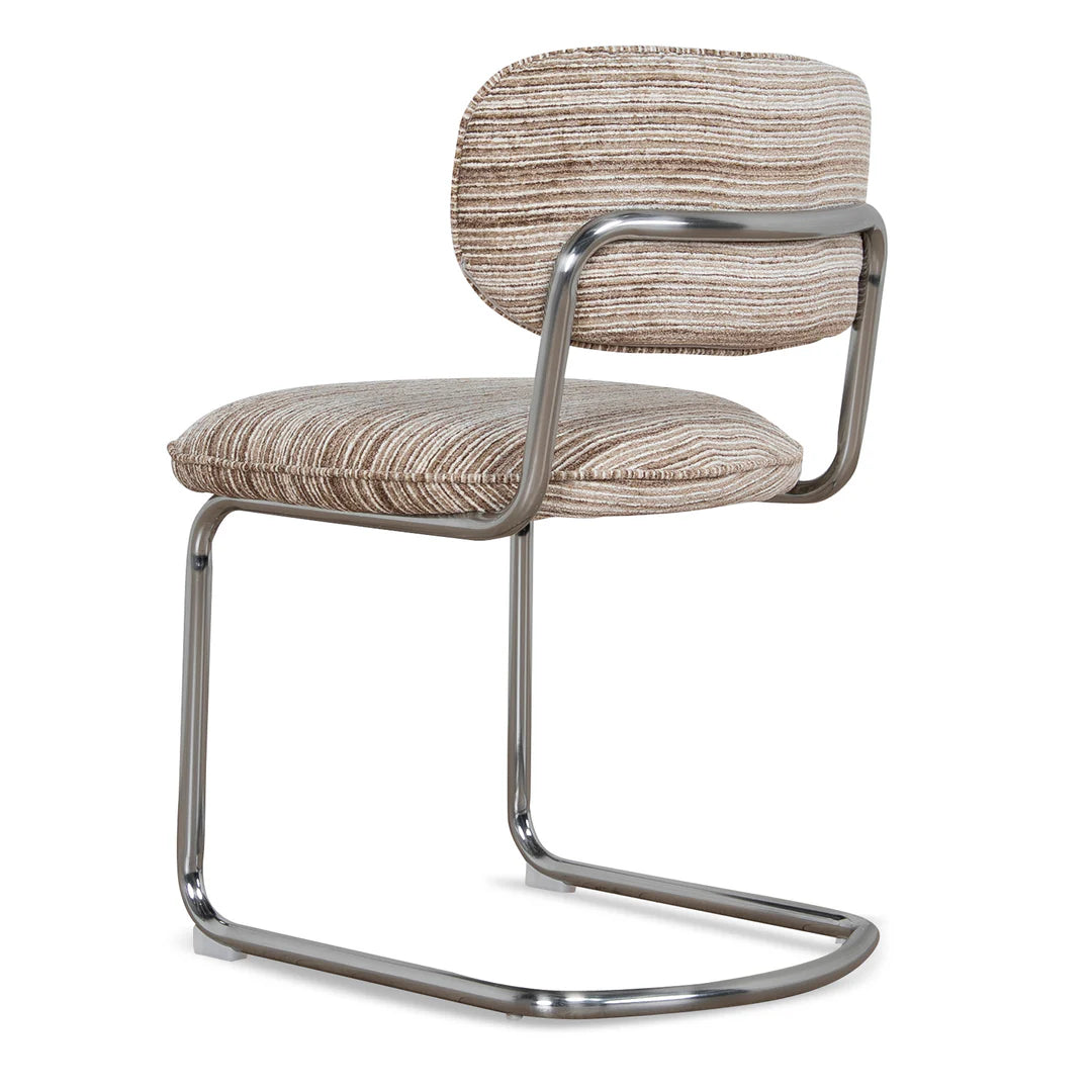 Alexander | Modern Metal Beige Coconut Stripe Dining Chairs | Set Of 2 | Coconut