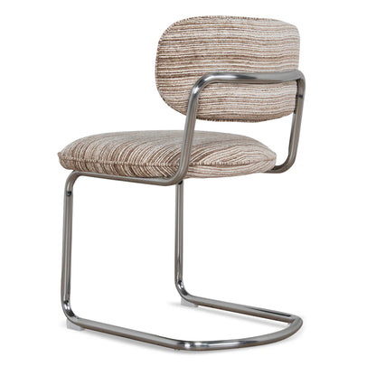 Alexander | Modern Metal Beige Coconut Stripe Dining Chairs | Set Of 2 | Coconut