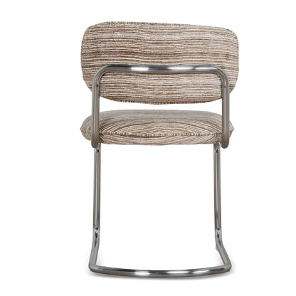 Alexander | Modern Metal Beige Coconut Stripe Dining Chairs | Set Of 2 | Coconut