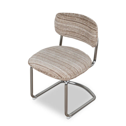 Alexander | Modern Metal Beige Coconut Stripe Dining Chairs | Set Of 2 | Coconut