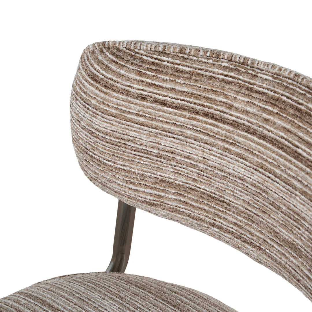 Alexander | Modern Metal Beige Coconut Stripe Dining Chairs | Set Of 2 | Coconut