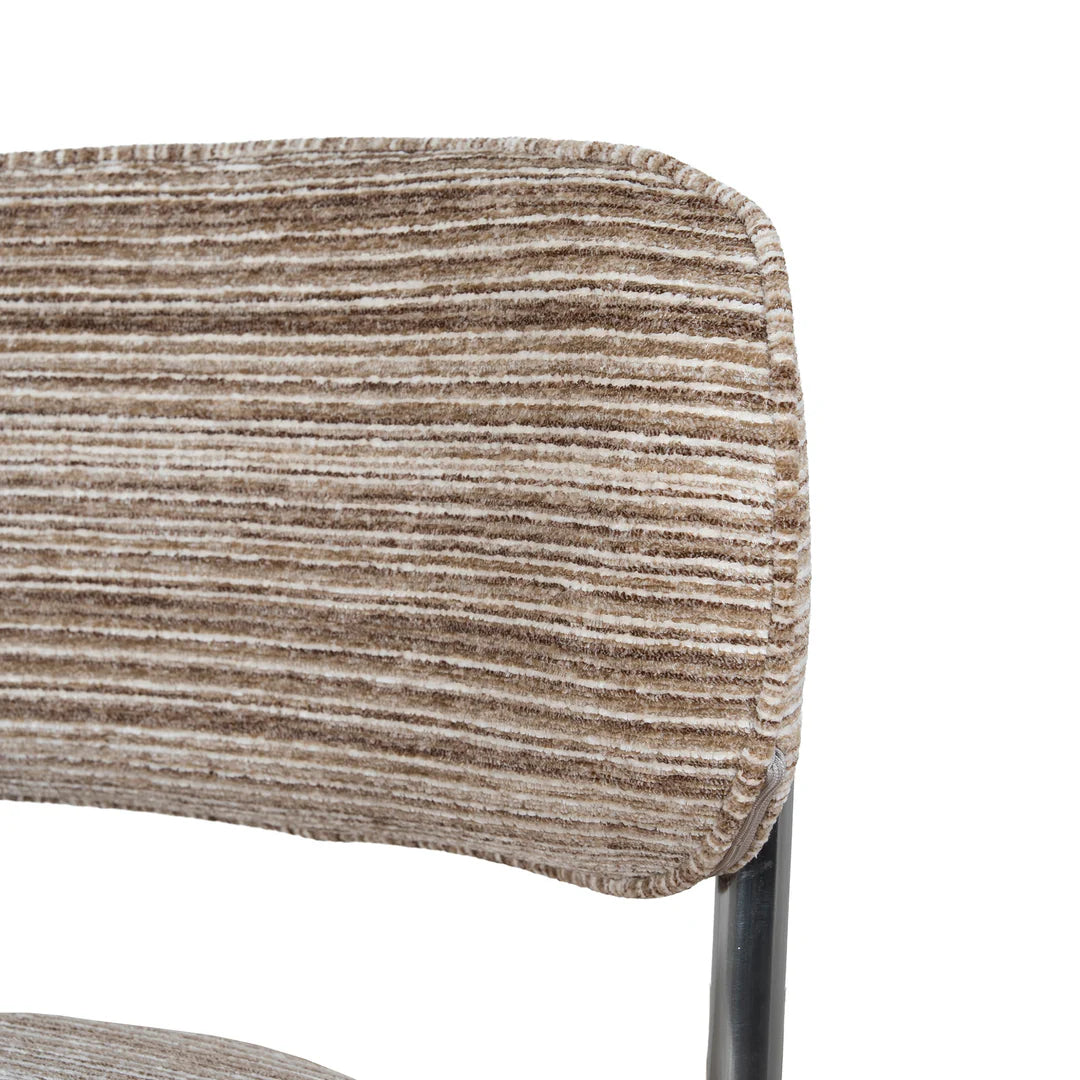 Alexander | Modern Metal Beige Coconut Stripe Dining Chairs | Set Of 2 | Coconut