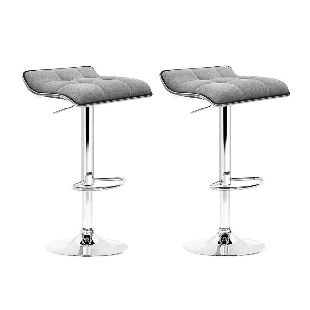 Alka | Contemporary Padded Swivel Metal Grey Bar Stools | Set Of 2