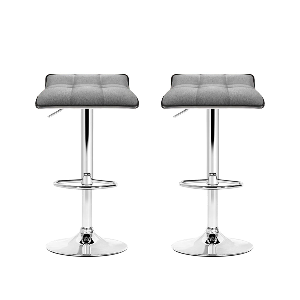 Alka | Contemporary Padded Swivel Metal Grey Bar Stools | Set Of 2