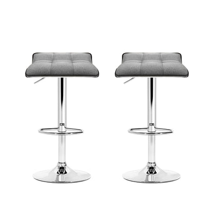 Alka | Contemporary Padded Swivel Metal Grey Bar Stools | Set Of 2
