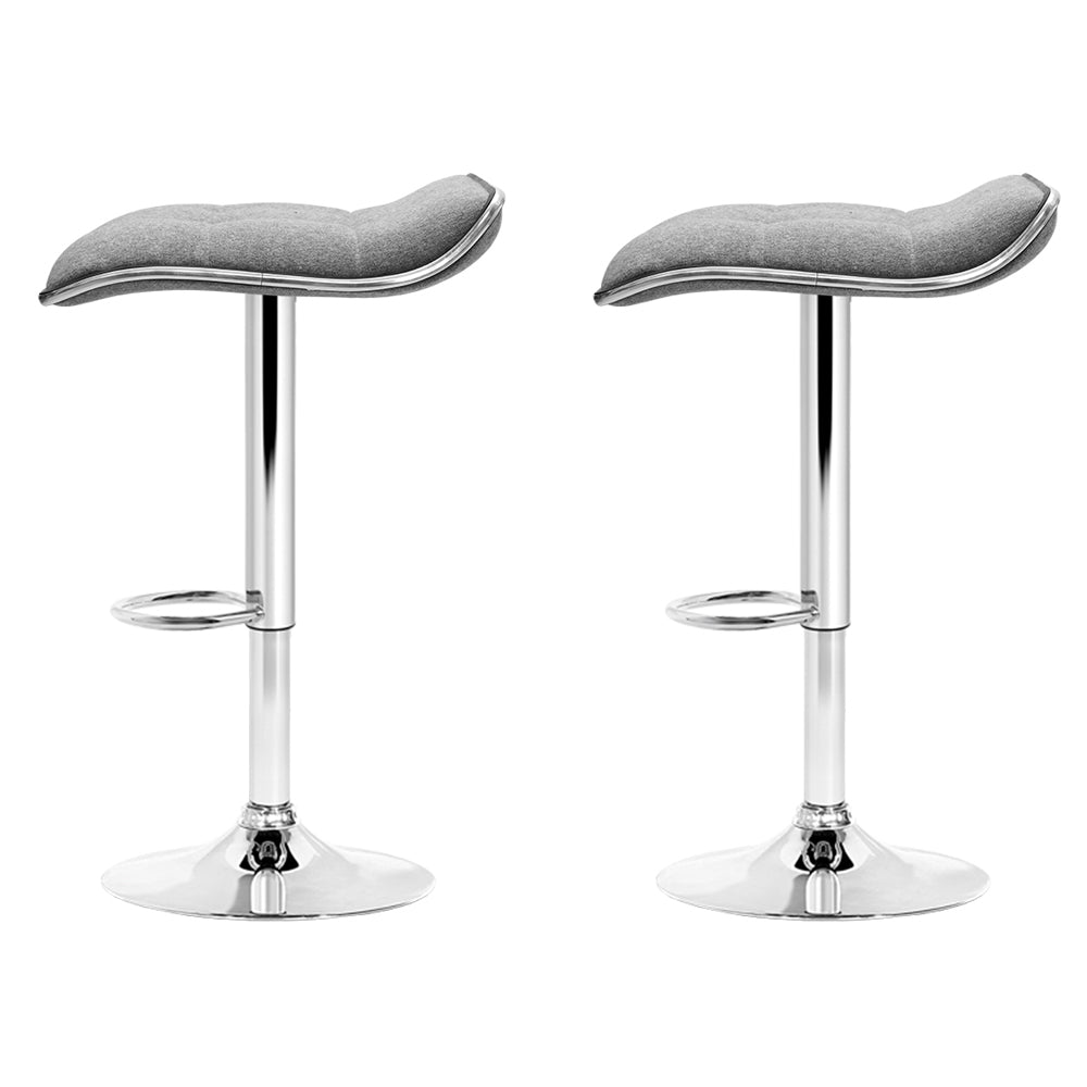 Alka | Contemporary Padded Swivel Metal Grey Bar Stools | Set Of 2