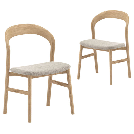 Alpine | Natural Scandinavian Style Upholstered Wooden Dining Chairs | Set Of 2 | Grey