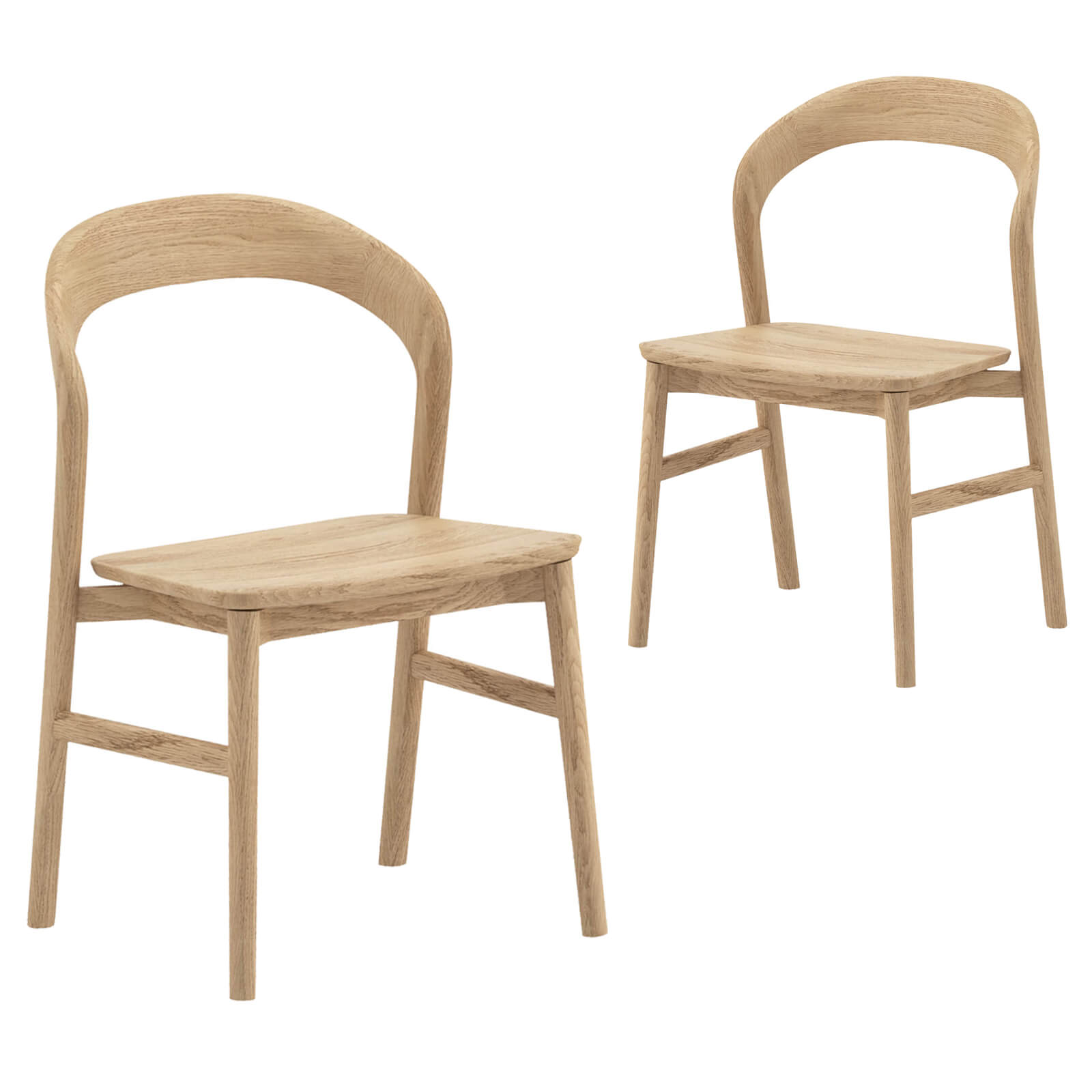 Alpine | Natural Scandinavian Style Upholstered Wooden Dining Chairs | Set Of 2 | Natural