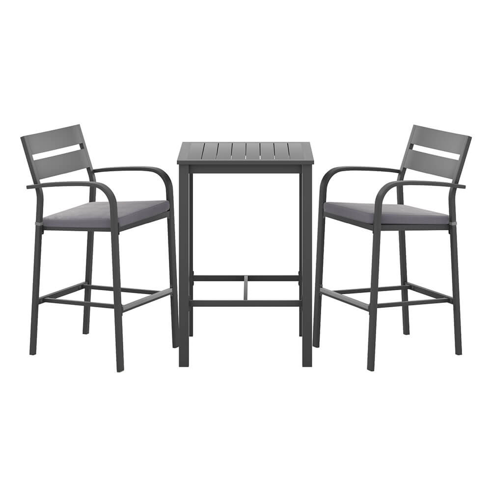 Alton | Modern Black White Metal Indoor Outdoor Bar Stool Set | Black