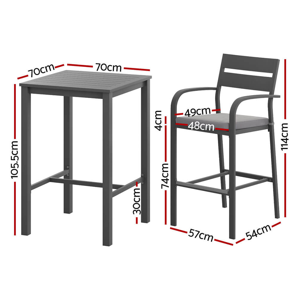 Alton | Modern Black White Metal Indoor Outdoor Bar Stool Set | Black