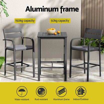 Alton | Modern Black White Metal Indoor Outdoor Bar Stool Set | Black