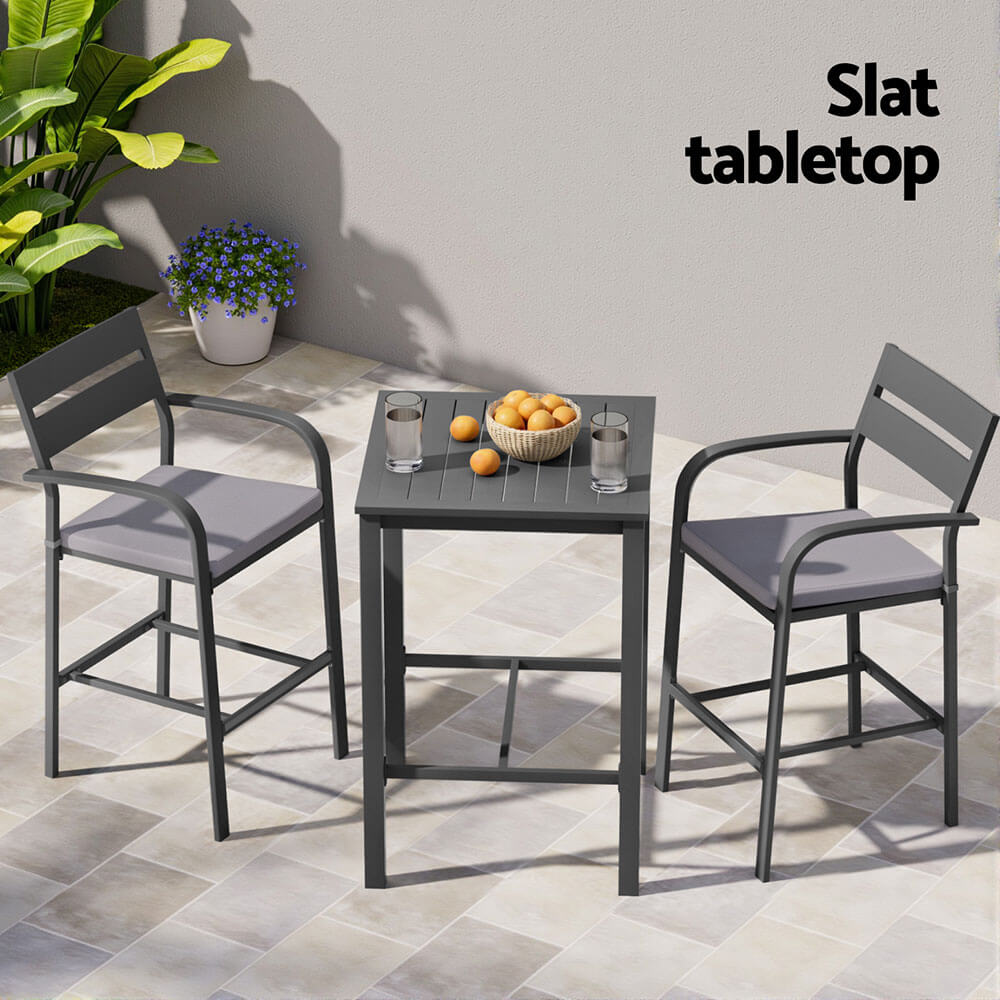 Alton | Modern Black White Metal Indoor Outdoor Bar Stool Set | Black