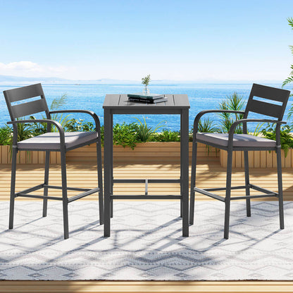 Alton | Modern Black White Metal Indoor Outdoor Bar Stool Set | Black