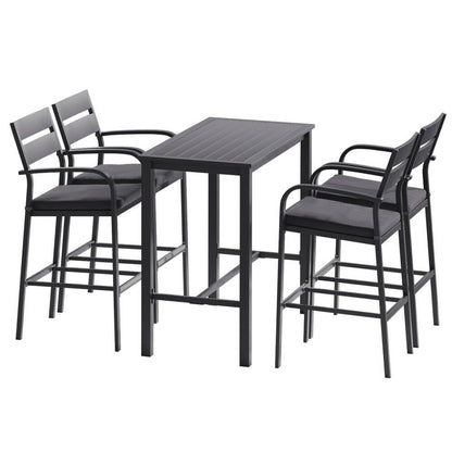 Alton | Modern Dark Grey White Metal Indoor Outdoor Bar Stool Set | 4 Seater | Dark Grey