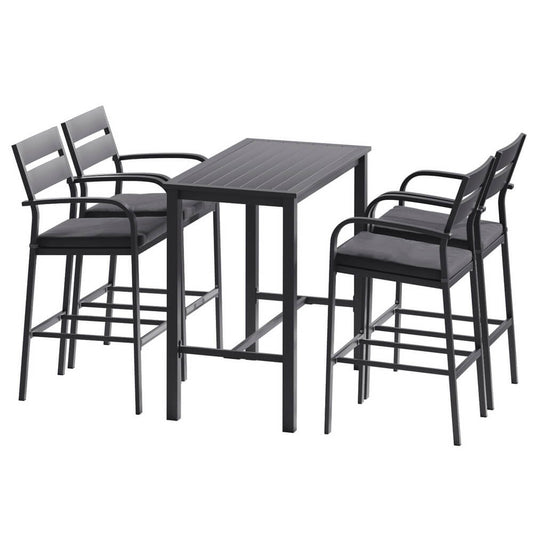Alton | Modern Dark Grey White Metal Indoor Outdoor Bar Stool Set | 4 Seater | Dark Grey