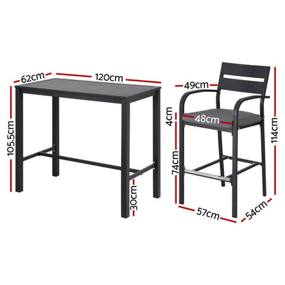 Alton | Modern Dark Grey White Metal Indoor Outdoor Bar Stool Set | 4 Seater | Dark Grey