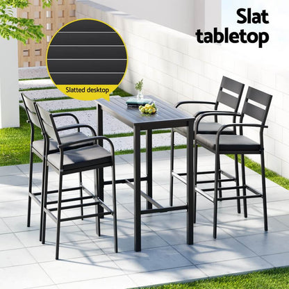 Alton | Modern Dark Grey White Metal Indoor Outdoor Bar Stool Set | 4 Seater | Dark Grey