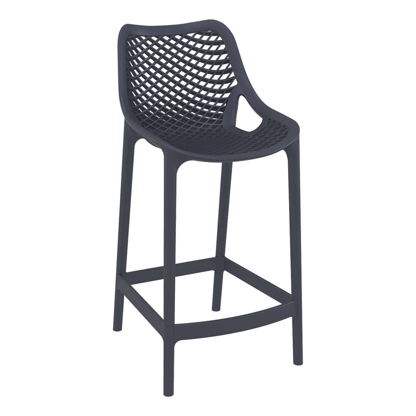 Alton | Modern Plastic Outdoor Bar Stools | Set Of 4 | Anthracite