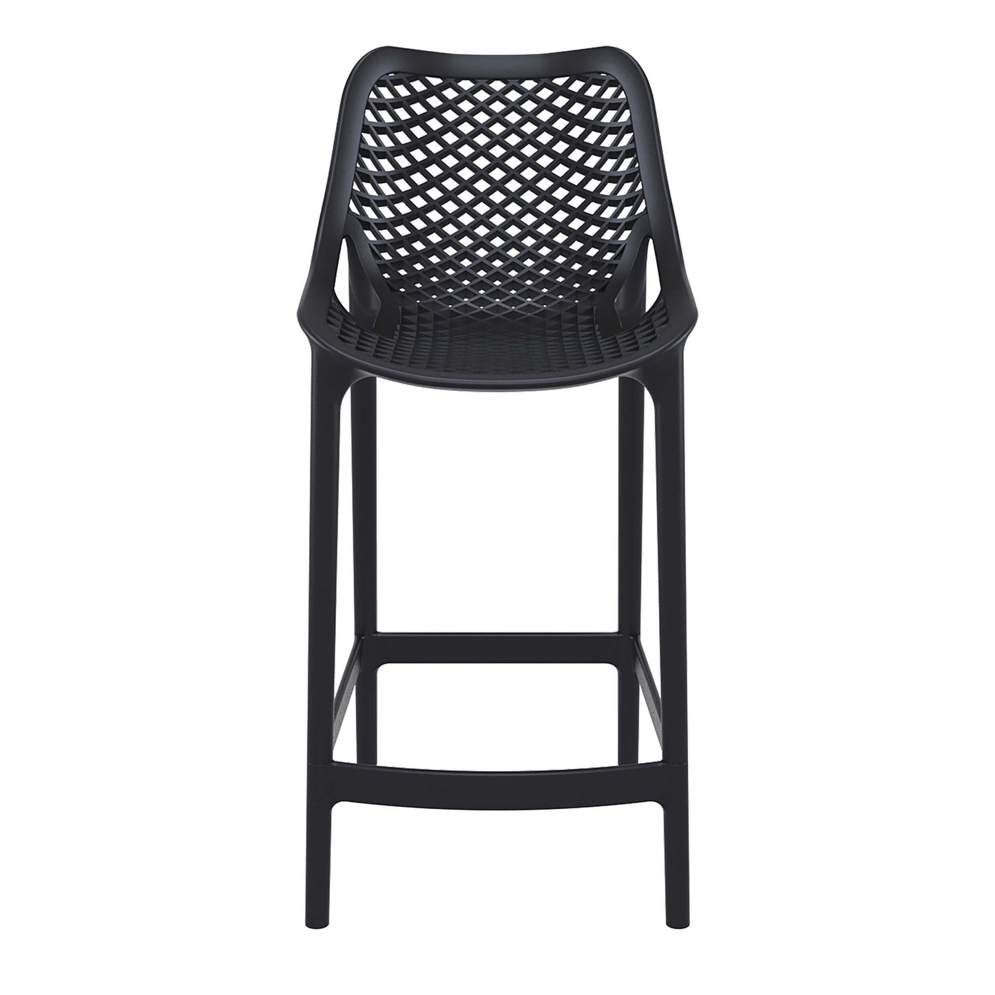 Alton | Modern Plastic Outdoor Bar Stools | Set Of 4 | Black
