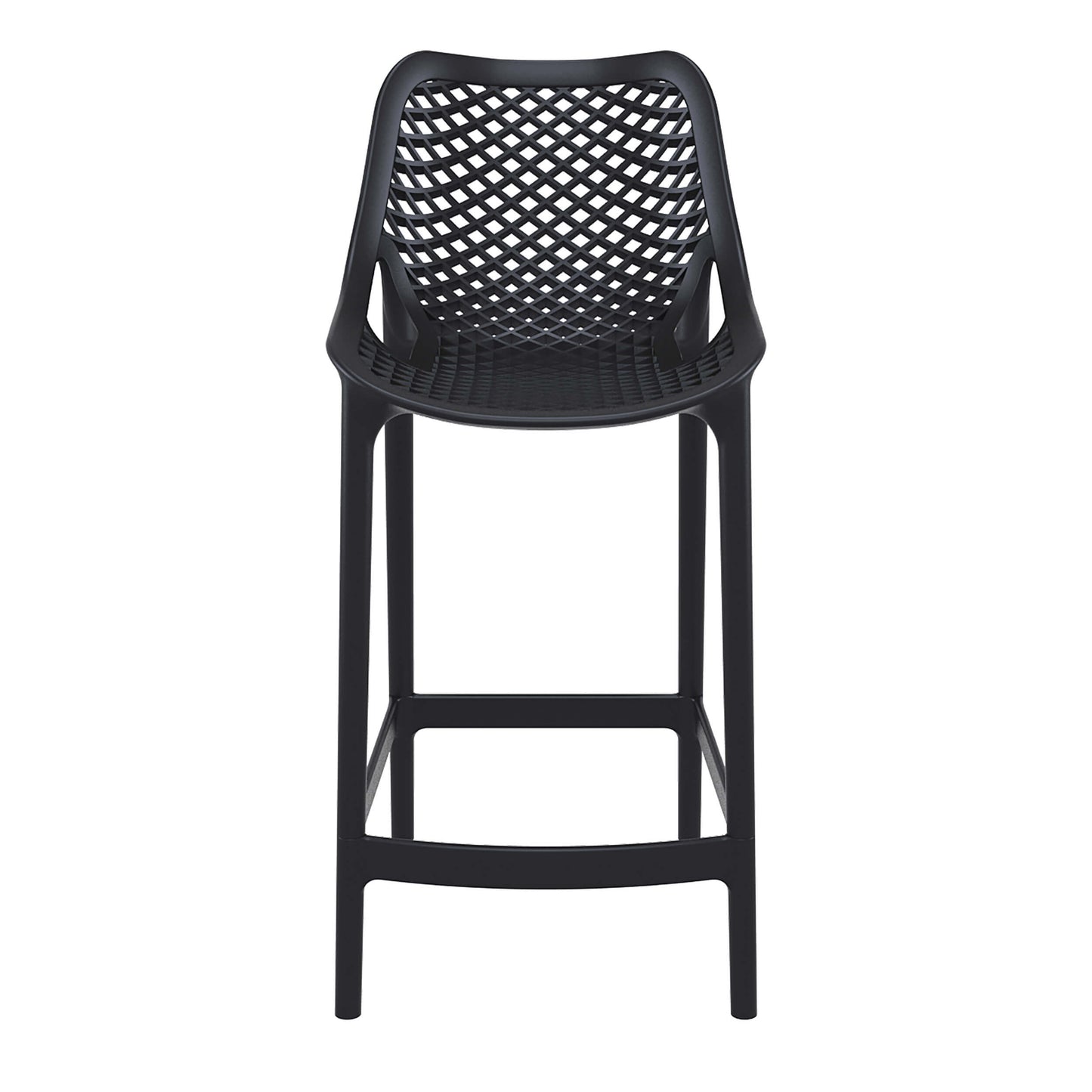 Alton | Modern Plastic Outdoor Bar Stools | Set Of 4 | Black