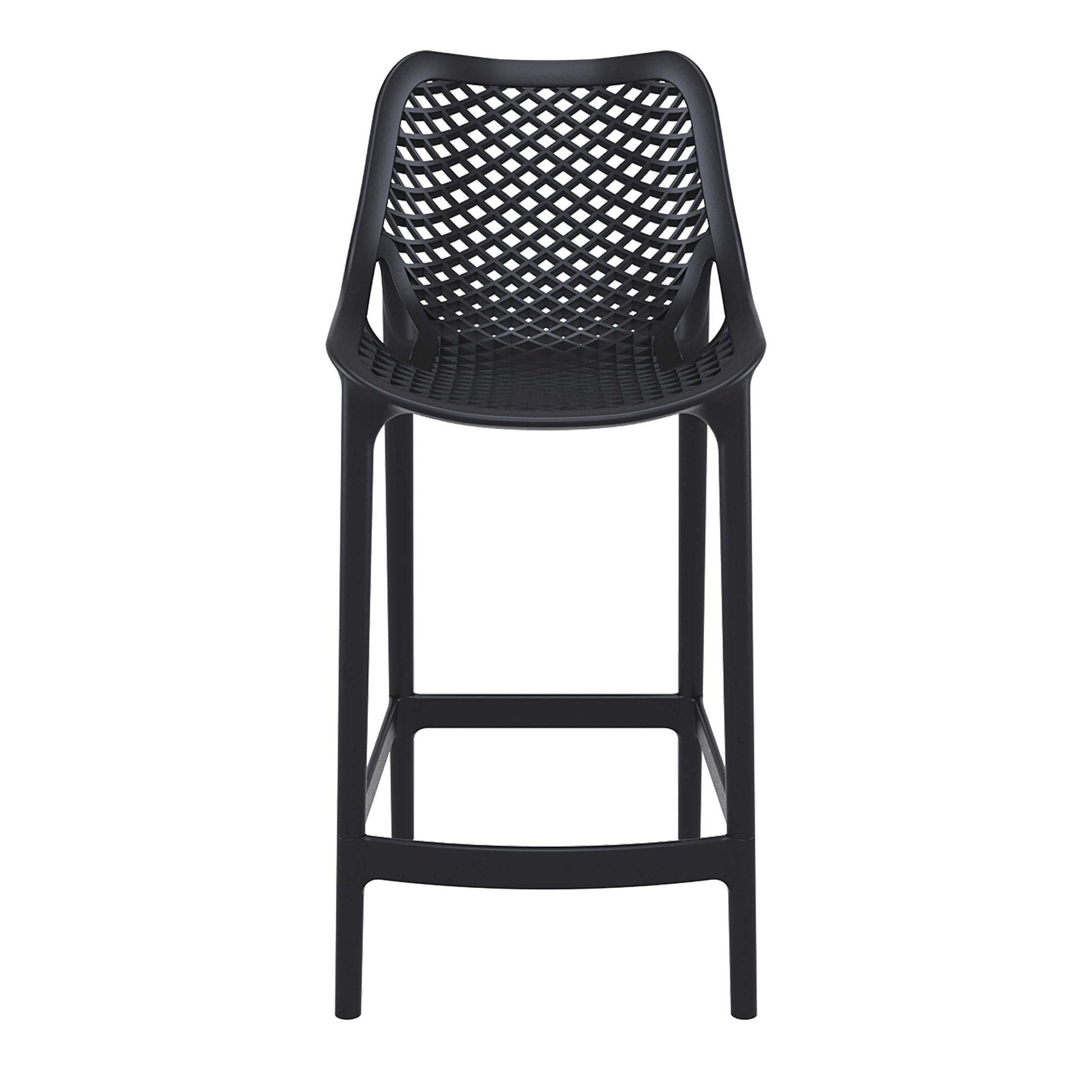 Alton | Modern Plastic Outdoor Bar Stools | Set Of 4 | Black