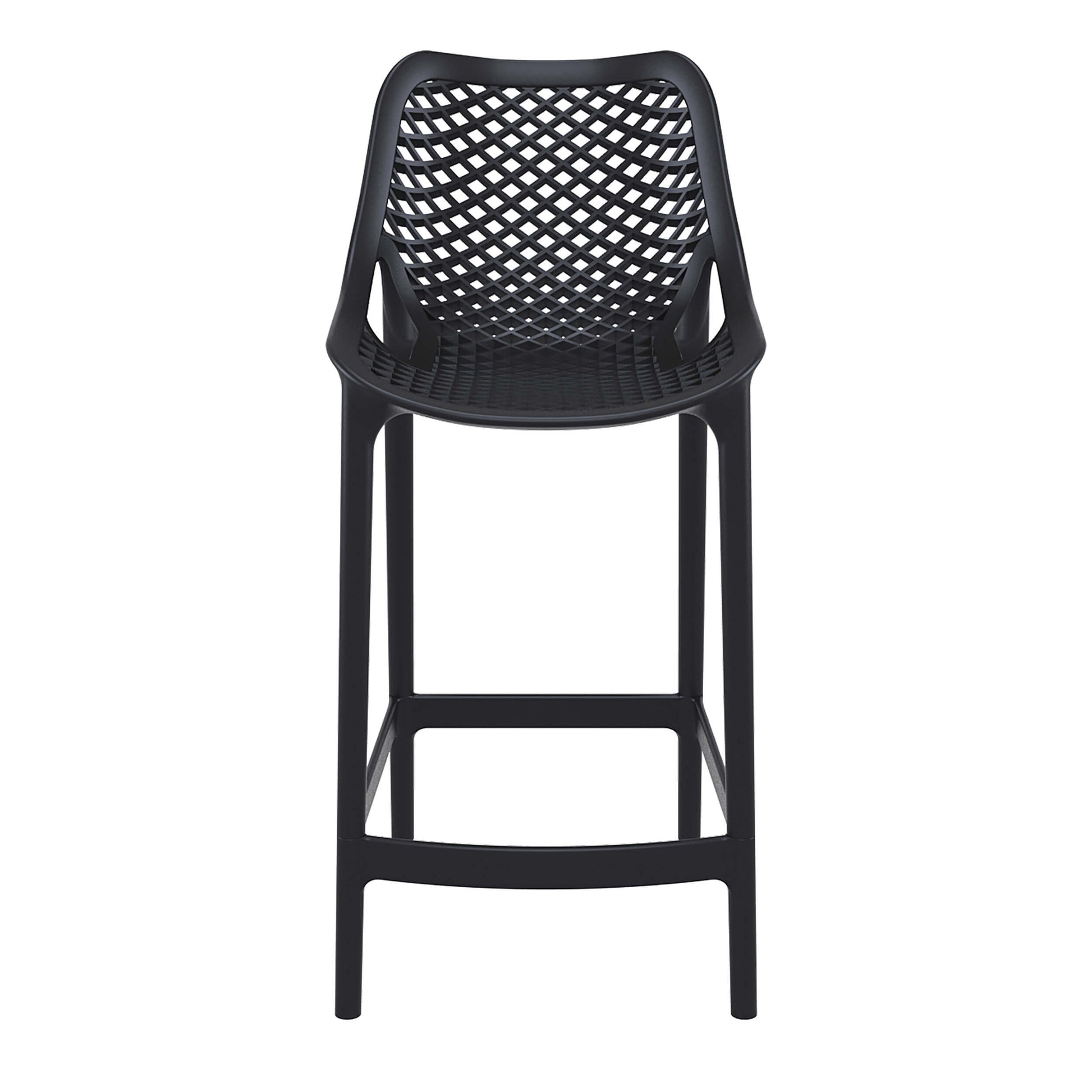 Alton | Modern Plastic Outdoor Bar Stools | Set Of 4 | Black